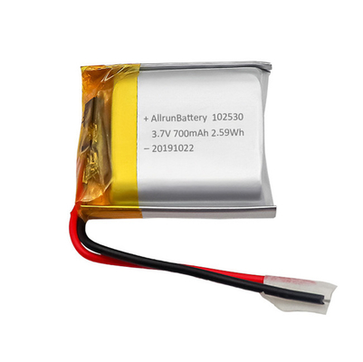 Pin LiPo trọng lượng nhẹ tùy chỉnh có thể sạc lại 3.7 V 700mAh 102530
