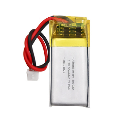 Pin LiPo mini tùy chỉnh có thể sạc lại nhẹ 3.7 V 60mAh 401020