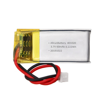 Pin LiPo mini tùy chỉnh có thể sạc lại nhẹ 3.7 V 60mAh 401020