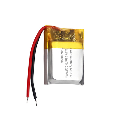 Bộ pin IoT mỏng có thể sạc lại Pin LiPo 3.7 V 75mAh tùy chỉnh 651417