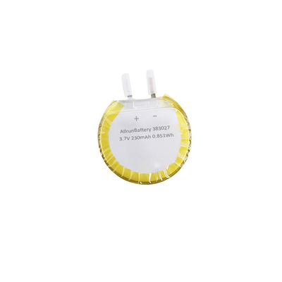 Pin LiPo tròn tùy chỉnh Cell 3.7V 230mAh 383027 với hình dạng độc đáo